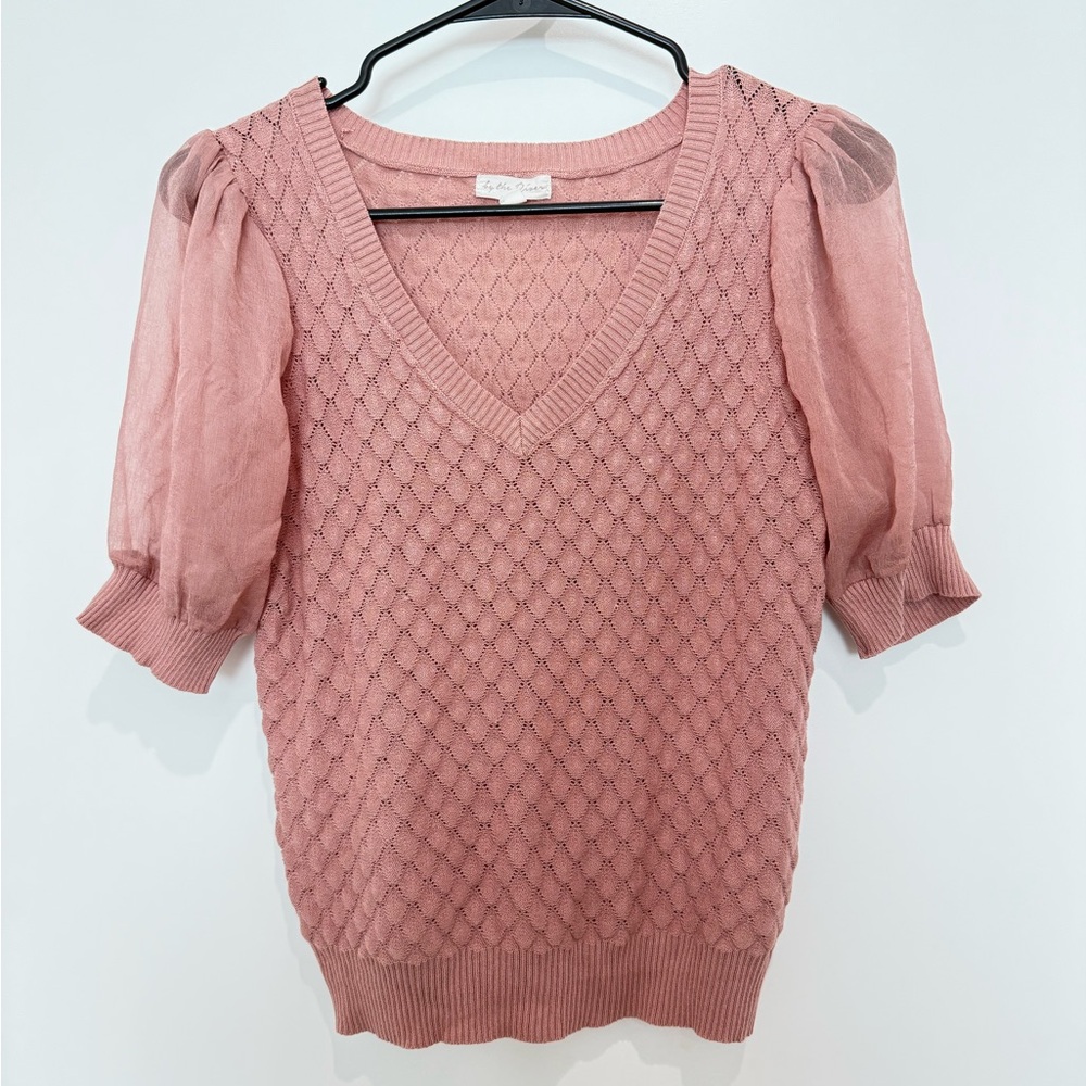 Pink V-Neck Knit Sweater